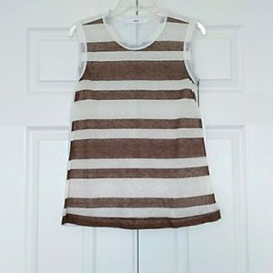 Wilt Brown & White Stripe Linen Mix Sleeveless Top